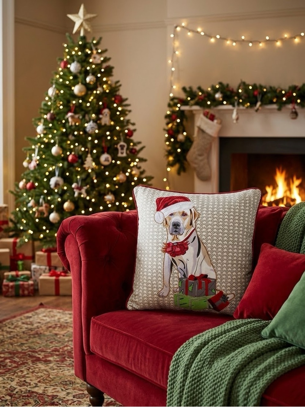 Christmas Labrador Decorative pillow